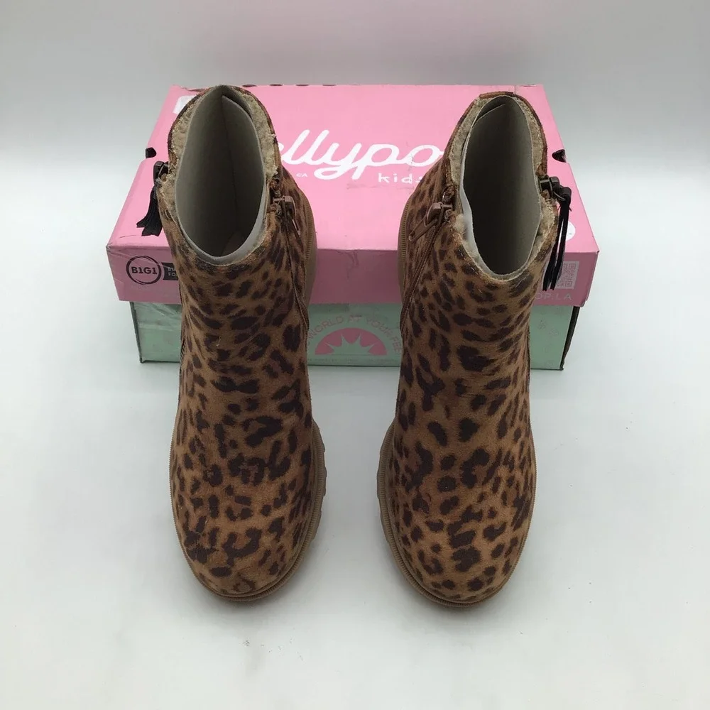 Jellypop Kids Taylar Leopard Print Suede Ankle Boots Brown Size 3M NEW